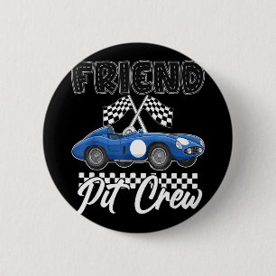 Race car birthday party racing family friend pit button