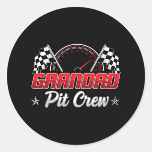 Race Car Birthday Party Racing Family Grandad Pit  Classic Round Sticker
