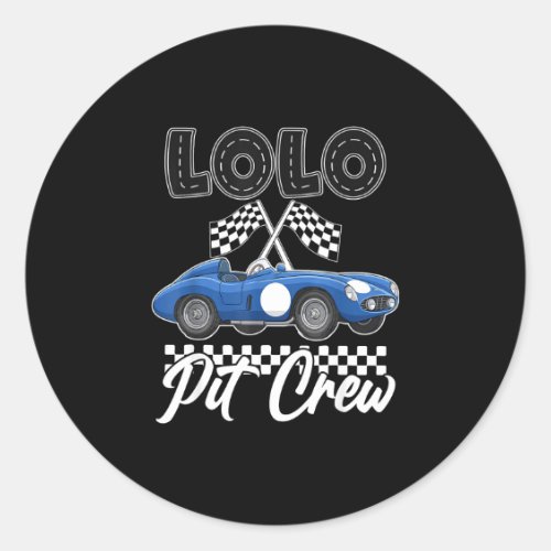 Race car birthday party racing family lolo pit classic round sticker