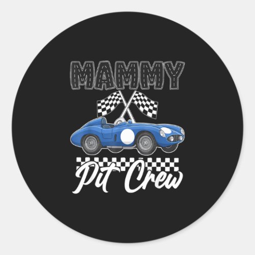 Race car birthday party racing family mammy pit classic round sticker