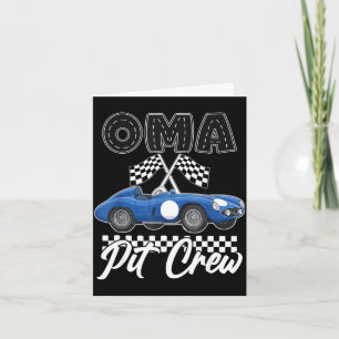 Race car birthday party racing family oma pit crew card