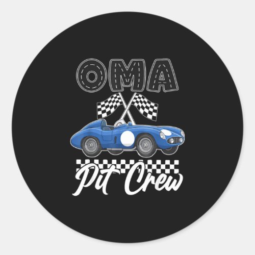 Race car birthday party racing family oma pit crew classic round sticker