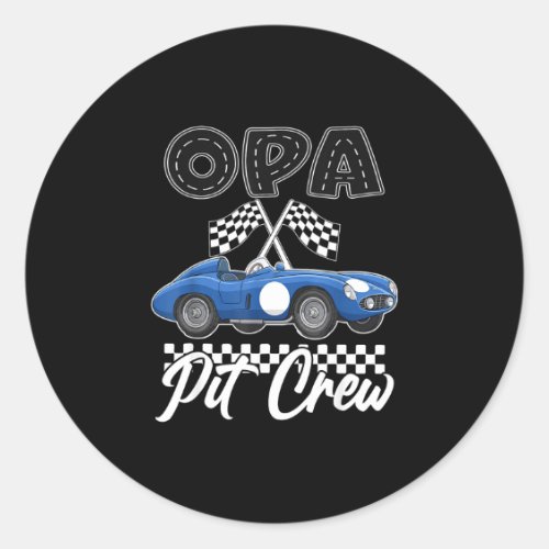 Race car birthday party racing family opa pit crew classic round sticker