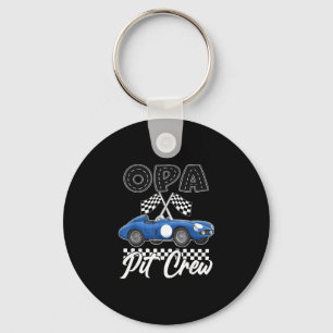 Race car birthday party racing family opa pit crew keychain