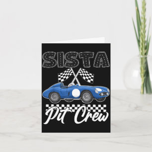 Race car birthday party racing family sista pit card