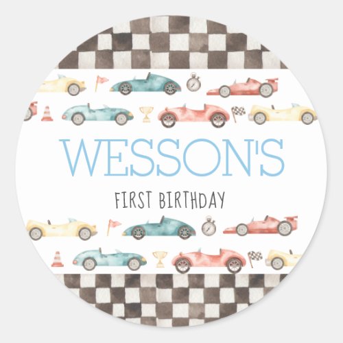 Race Car Birthday party stickers