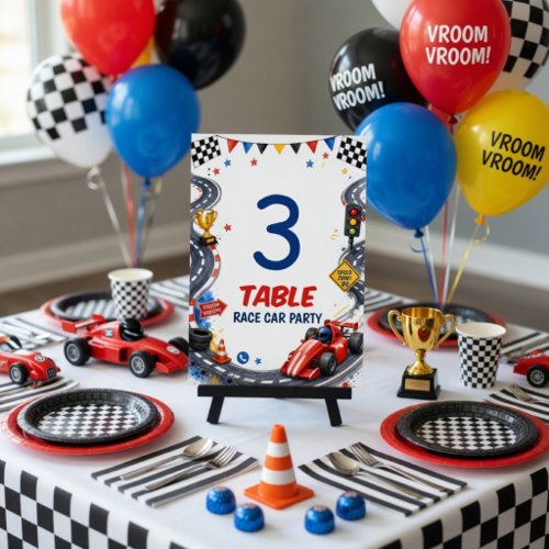 Race Car Birthday Party  Table Number