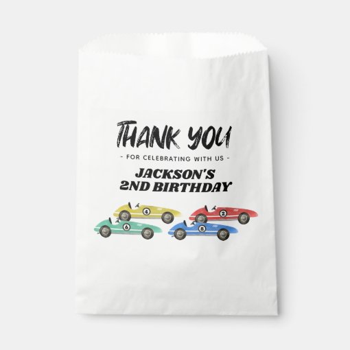 Race Car Birthday Party Thank You Favor Bag | Zazzle