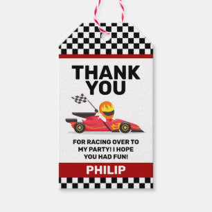Race Car Birthday Party Thank You Favor Gift Tag