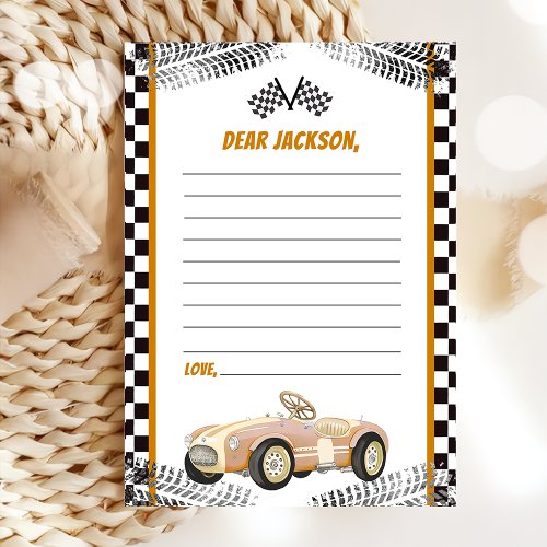 Race Car Birthday Party Time Capsule Note Card