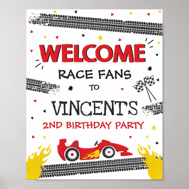 Race Car Birthday Party Two Birthday Welcome Poster (Front)