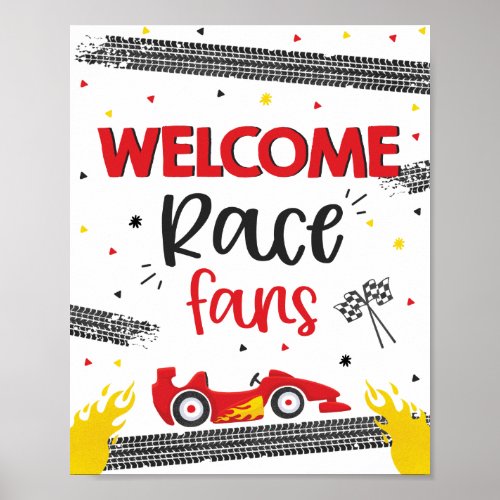 Race Car Birthday Party Two Birthday Welcome  Poster