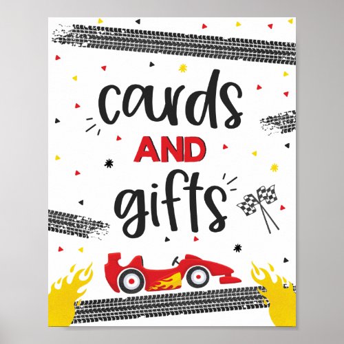 Race Car Birthday Party Two Fast Cards And Gifts Poster