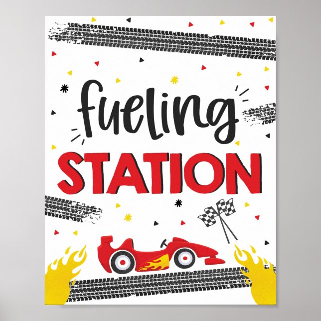 Race Car Birthday Party Two Fast Fueling Station Poster (Front)