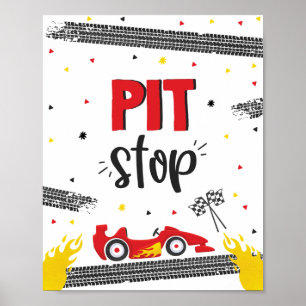 Race Car Birthday Party Two Fast Pit Stop  Poster