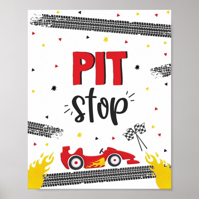 Race Car Birthday Party Two Fast Pit Stop  Poster (Front)