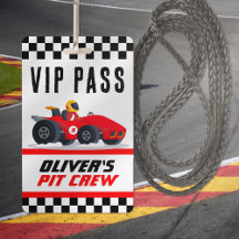 Race Car Birthday Party VIP Pit Crew Pass
