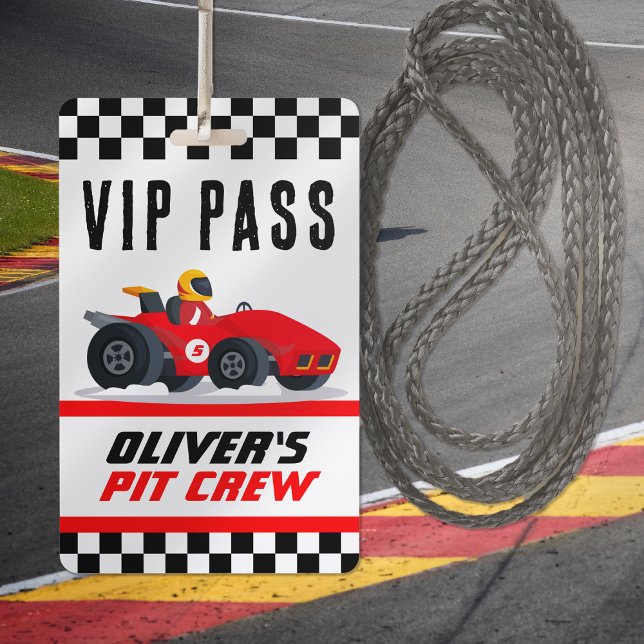 Race Car Birthday Party VIP Pit Crew Pass Badge (Creator Uploaded)