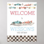 Race Car Birthday Party Welcome Sign, Race Welcome Poster at Zazzle