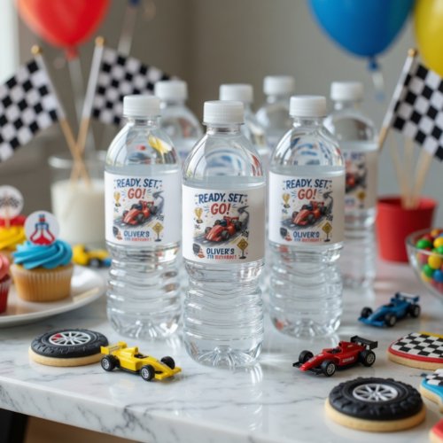 Race Car Birthday Personalized Water Bottle Label