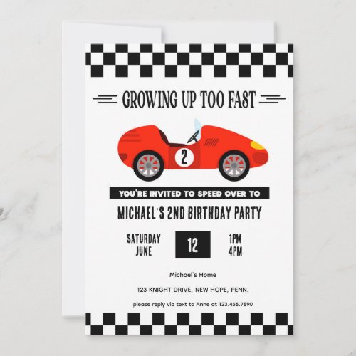 Race Car Birthday Racing Car Vintage Invitation