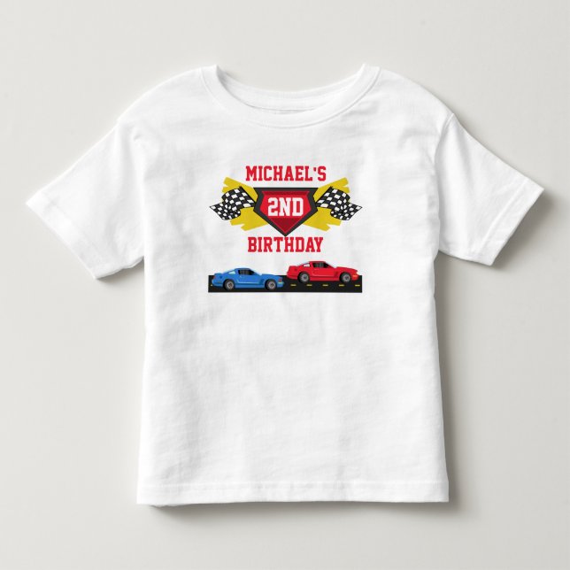 Race Car Birthday T-shirt Toddler Kid Child (Front)