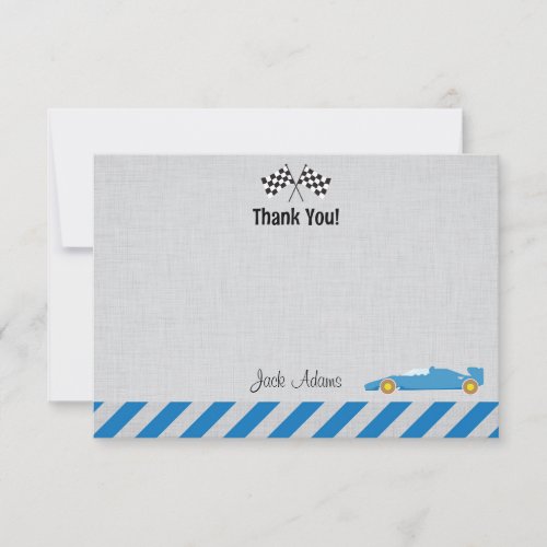 Race Car Birthday Thank You Card