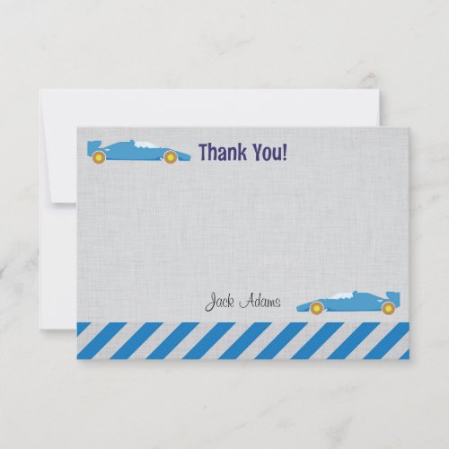 Race Car Birthday Thank You Card