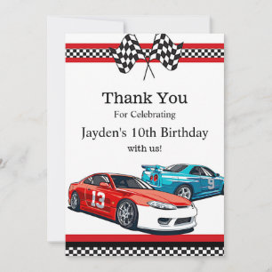Race Car Birthday,  Thank You Card