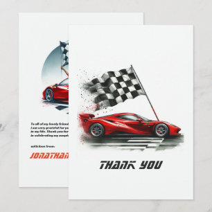 Race Car Birthday Thank You Card