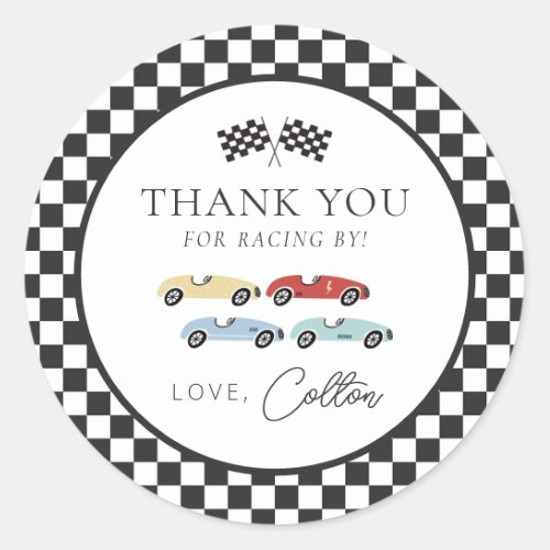 Race Car Birthday Thank You Stickers