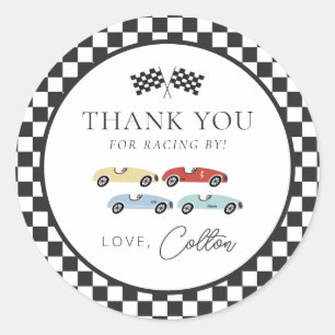 Race Car Birthday Thank You Stickers