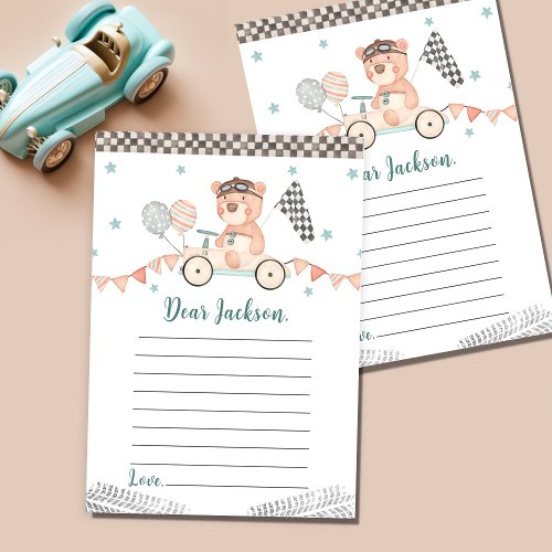 Race Car Birthday Time Capsule Note Card