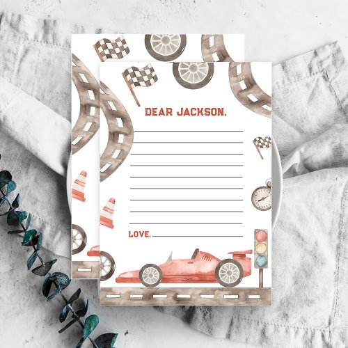 Race Car Birthday Time Capsule Note Card