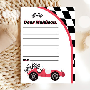 Race Car Birthday Time Capsule Note Card