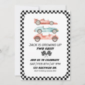 Race car Birthday, TWO fast, vintage car Invitation (Front)