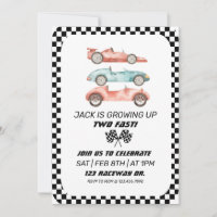 Editable Racing Car Birthday Invitation Growing Up Two Fast Invite