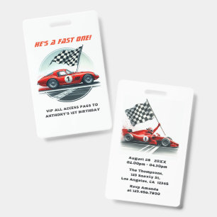Race Car Birthday VIP Pit Crew Pass Badge