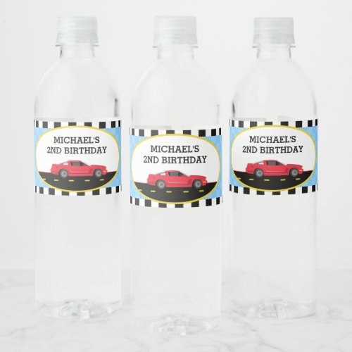 Race Car Birthday Water Bottle Labels
