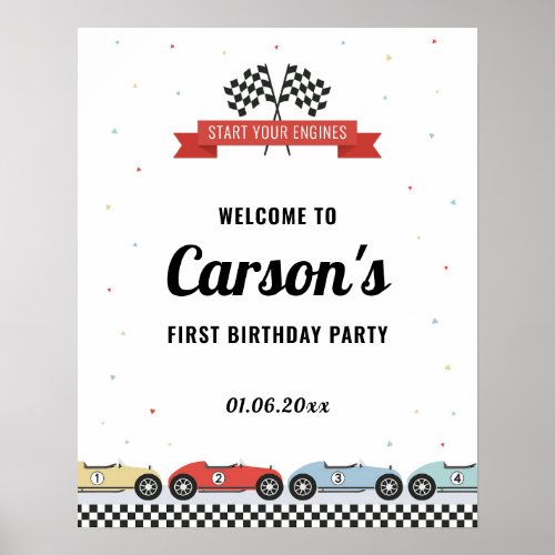 Race Car Birthday Welcome Sign