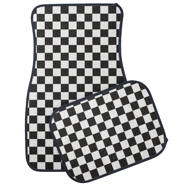 Race Car Black And White Checker Flag Pattern Mat (Set)