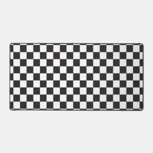 Race Car Black White Checker Flag Pattern Desk Mat