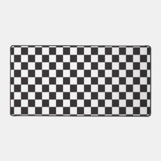 Race Car Black White Checker Flag Pattern Desk Mat