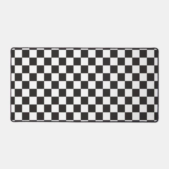 Race Car Black White Checker Flag Pattern Desk Mat (Front)