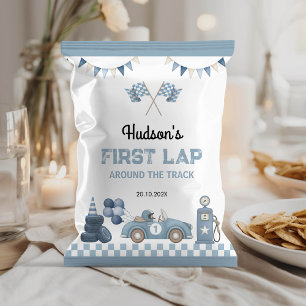 Race Car Blue Boy Birthday Chip Bag Wrapper