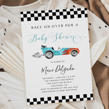 Race Car Boy Baby Shower Invitation