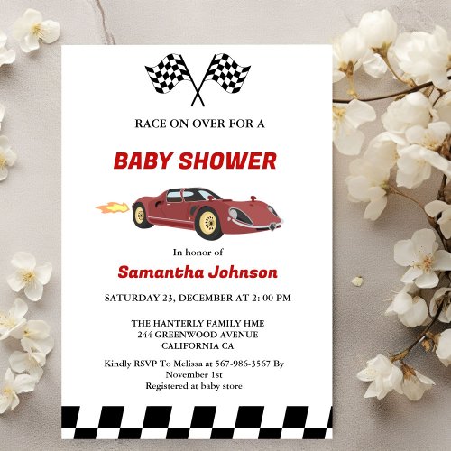  Race Car Boy Baby Shower Invitation