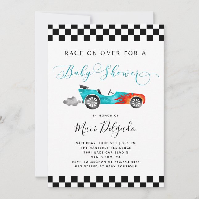 Race Car Boy Baby Shower Invitation (Front)