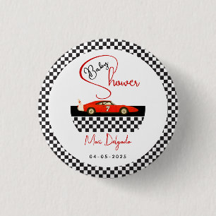 Race Car Boy Baby Shower   Little Racer Party Button