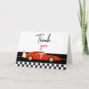 Race Car Boy Baby Shower   Little Racer Party Letterpress Thank You Card